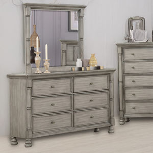 Cómoda Clásica para Dormitorio, Mueble de Almacenamiento Moderno Estilo Farmhouse, Cómoda de Madera Gris Transicional con Espejo - Product Image 2