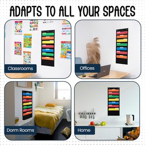 7 Pocket File Pocket Chart Black <b>Tall</b> Wall Hanging Organizer For Office Classroom <b>Storage</b> Polyester 33x15x85cm - Product Image 6