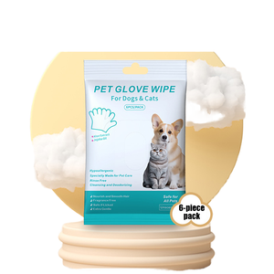 Sarung tangan pembersih basah dan kering untuk hewan peliharaan Bath-Free <span class=keywords><strong>Care</strong></span> pewangi lipit tisu kucing dan anjing khusus grosir sampo - Product Image 1