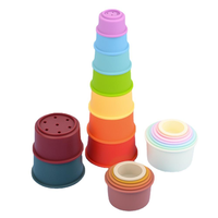 Fubon 7pcs Cangkir Susun Silikon Edukatif Montessori Mainan Sortir Bayi Mainan Susun Menara Lipat Kecerdasan 7-12 Bulan
