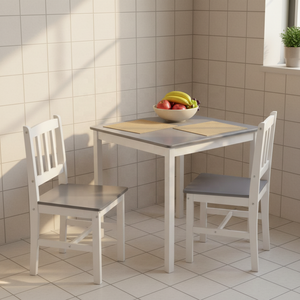 Set <span class=keywords><strong>Tavolo</strong></span> <span class=keywords><strong>e</strong></span> Sedie Salvaspazio con Telaio <span class=keywords><strong>Bianco</strong></span> <span class=keywords><strong>e</strong></span> Piano <span class=keywords><strong>Grigio</strong></span>, Ideale per Spazi Compatti - Product Image 1
