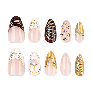 Nouveaux <span class=keywords><strong>faux</strong></span> <span class=keywords><strong>ongles</strong></span> automne-<span class=keywords><strong>hiver</strong></span>, 24 pièces, prix attractif, <span class=keywords><strong>ongles</strong></span> press-on de haute qualité avec design français et autocollants - Product Image 4