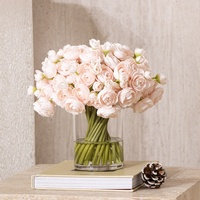Arrangements floraux décoratifs multicolores, ensembles de fleurs artificielles en tissu de soie Ranunculus pour la décoration, commande en gros pour projets