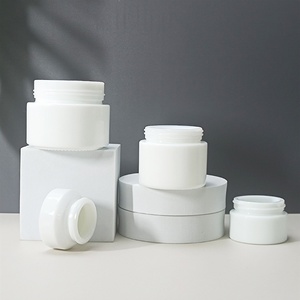 Tarros de Vidrio Opalino de Lujo de 15g 20g 30ml 50ml con Boca Ancha y Tapas Blancas para Crema Cosmética - Product Image 1