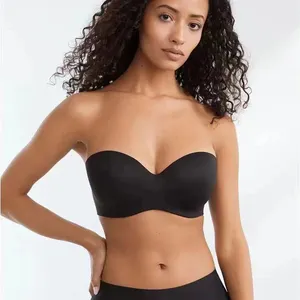Women Strapless Bra Unlined Underwire Minimizer Plus Size Support Brassiere With Anti-Slip Silicone