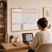 Tableau blanc effaçable à sec pour l'école et le bureau à domicile, avec cadre métallique doré, organisateur de tâches magnétique et suivi hebdomadaire des habitudes