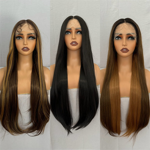 Perruque synthétique Lace Front avec mèches Ombré, ondulations souples, résistante à la chaleur, pour femmes noires, usage quotidien - Product Image 6