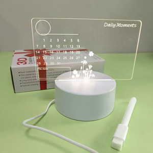 Món quà sáng tạo 3D Dạ Quang Tự làm <span class=keywords><strong>Led</strong></span> Trống Acrylic có thể ghi lại bảng tin trong suốt ánh sáng ban đêm với cơ sở bằng gỗ Bảng ghi chú bút - Product Image 6