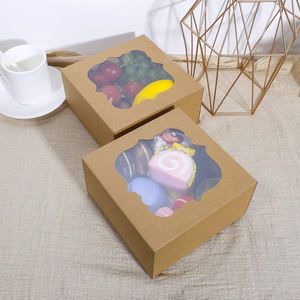 Boîtes cadeaux mignonnes de boulangerie en papier kraft brun boîtes de présentation avec fenêtre pour gâteaux/biscuits/cupcakes/beignets/pâtisseries/fraises - Product Image 4