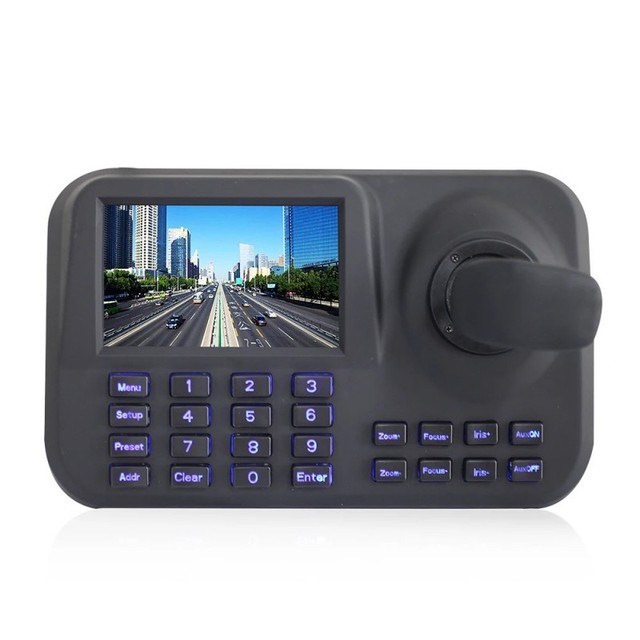 POE PTZ Controller for Network CCTV Speed Dome IP Camera 5'' LCD Screen Indoor Use 3D Joystick Decoding and Preview Keyboard