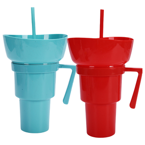 Wholesale Hot Selling High Quality Food Grade <b>Plastic</b> 900ml Custom Colorful 2 in 1 Snack and <b>Drink</b> Cup - Product Image 3