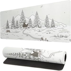 Alfombrilla de ratón para juegos blanca con contorno topográfico MIO, alfombrilla de escritorio grande XL, Base de goma antideslizante, líneas de mapa geográfico para interiores, MIO extendido - Product Image 4