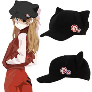 Eva Asuka Anime Langley Fleece Peak Cap Soryu Peaked Theater Cartoon Katzen ohr Plüsch Cosplay Zubehör Cap Hat Baseball