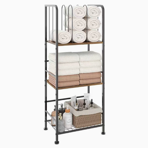 3-Tier Freestanding <b>Corner</b> Iron Rectangle Towel Rack for Bathroom Multi-Purpose Bath & Home Storage Rack - Product Image 1