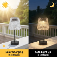 Lampe de table solaire LED d'extérieur au design moderne, lumière blanc chaud, étanche IP44, batterie incluse, certifiée RoHS, pour aménagement paysager et jardin