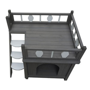 Rumah anjing pondok luar ruangan untuk hewan peliharaan kecil dan sedang, rumah anjing atau kucing tahan air warna asli kayu - Product Image 5