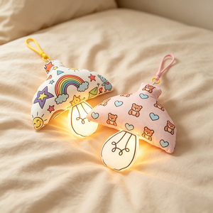 28 cm oplaadbaar pluche nachtlampje in de vorm van een paddenstoel, LED-cartoon wandlamp voor kinderkamer, USB-opladen zacht gloeiend decor - Product Image 3