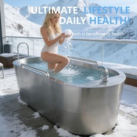 Baignoire ovale en acier inoxydable 304, bain froid, bain de glace, spa + durable |   Usine source OEM/ODM personnalisée pour une utilisation en intérieur/extérieur