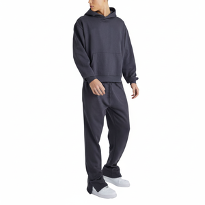 Survêtements évasés solides 100% coton respirant écologique pantalon évasé personnalisé et ensemble à capuche toutes tailles quantité minimale de commande bas - Product Image 1