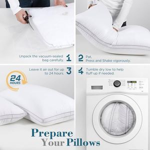 Almohada Moderna de Plumas de Ganso Natural con Soporte para el Cuello, Diseño Sólido, Funda 100% Algodón - Almohada de Viaje Personalizable para Dormir en Hoteles - Product Image 3