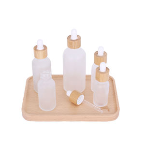 Botellas de Vidrio Boston Redondas con Gotero, Vacías, de Plástico, con Tapa de Madera o Bambú, de 5ml, 10ml, 15ml, 20ml, 30ml, 50ml y 100ml, para Aceites Esenciales - Product Image 1