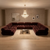 Canapé sectionnel en U moderne pour salon, rembourré et surdimensionné, avec cadre en bois massif, style luxe léger