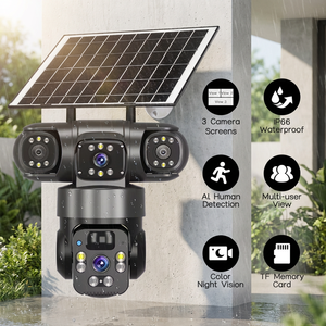 HIKWIFI 3 Lens 4G 6K kablosuz güneş enerjili <span class=keywords><strong>IP</strong></span> PTZ etüt kamera Pro Pro 12MP açık güvenlik 4G Sim kart CCTV güneş kamera - Product Image 3