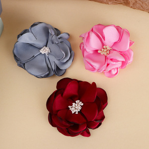 Accessoires pour cheveux en tissu tricoté à la main, style coréen, fleurs 3D en tissu rose, pour bijoux DIY, couronnes et guirlandes de mariage - Product Image 3