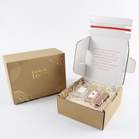 Boîte d'expédition en carton ondulé personnalisée avec logo en feuille d'or, bande auto-adhésive à déchirer pour l'emballage de cosmétiques, de parfums et de bijoux