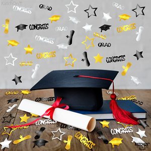DAMAI Gold Blue and Black Graduation Confetti Congrats <b>Card</b> Confetti Party <b>Table</b> Centerpiece for Graduation Party Supplies - Product Image 2