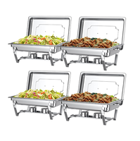 Plat de buffet rectangulaire empilable en acier inoxydable pour équipement hôtelier et de restauration, idéal pour le maintien au chaud et la réchauffation. Commande minimum 4.
