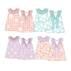 Nouvelles Arrivées Robe d'été sans manches <span class=keywords><strong>pour</strong></span> filles, motif personnalisé, taille ajustée, avec volants, au-dessus du genou, vêtements de mode <span class=keywords><strong>pour</strong></span> bébés - Product Image 1