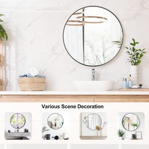 Round Wall Mirror Circular Black <strong>Bathroom</strong> Mirror Round Wall Mirrors for Living Room Bedroom <strong>Bathroom</strong> Washroom <strong>Rustic</strong> <strong>Vanity</strong>. - Product Image 3
