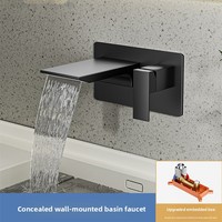 Robinet de lavabo mural encastré à poignée unique avec eau chaude/froide pour usage hôtelier et d'ingénierie