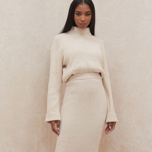 Ciniglia Maglia Midi Gonna Top A Manica Lunga Maglioni delle Donne Donne Dei Vestiti A Due Pezzi - Product Image 2