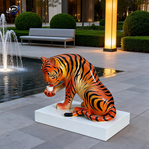Customized Fiberglass Tiger Sculpture Lifelike Painted Animal Figurine for Commercial Art & Collectible Use - Product Image 6