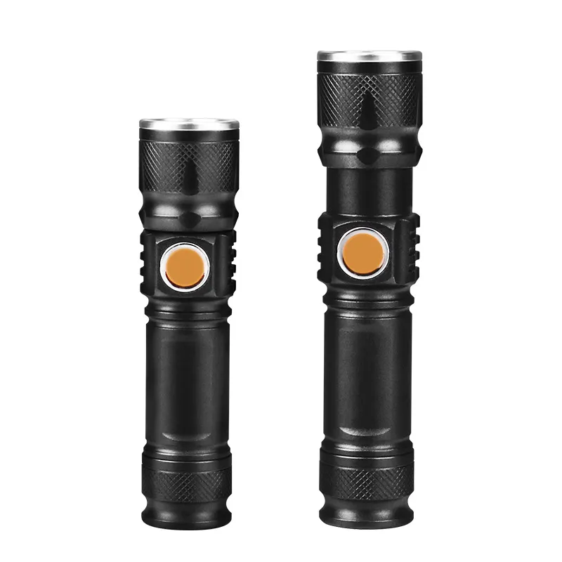 Handheld flashlight waterproof camping flashlight adjustable focus zoom rechargeable head torch