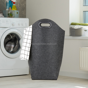 Panier à linge moderne pliable et empilable en feutre, réutilisable, écologique, durable, avec logo personnalisé et design élégant, pour armoire - Product Image 4