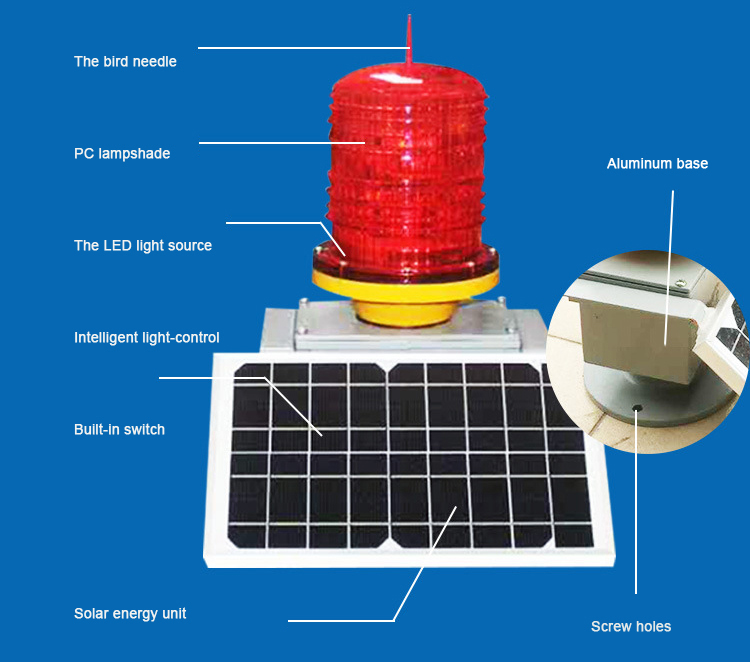 IP65 LED Solar Powered Aircraft Warning Lights On Towers