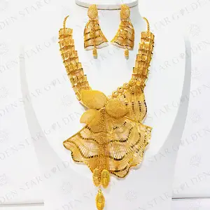 Golden Star New Imitation 18k Gold Plated Women's Fashion Leaf Design Necklace Earring Set