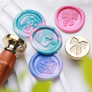 Sceau de cire Suidisi, rond, 2,2 cm, en laiton gravé, pour la décoration de sceaux de cire - Product Image 5