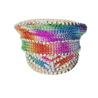 Chapeau de Capitaine Fait Main à Paillettes pour Festival, Anniversaire, Burning Man, Rave, Déguisement, Bling, Vintage, Paillettes, Carnaval, Arc-en-ciel