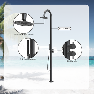 <span class=keywords><strong>Colonne</strong></span> de douche sur pied en acier inoxydable brossé, mitigeur eau froide et chaude, 2 fonctions (pluie et massage), <span class=keywords><strong>robinet</strong></span> de douche pour piscine extérieure - Product Image 3