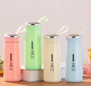 Cangkir kustom 400ML tren sederhana cangkir plastik iklan segar cangkir hadiah Logo kustom desain lucu botol air kaca anak bagus - Product Image 6