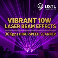 Luz Láser a Todo Color de 10W, Fábrica OEM, Animación de Escenario ILDA DMX512 RGB 30Kpps, para Bodas, Clubes, Discotecas, DJ, ISO9001