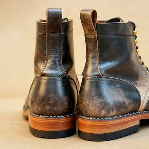 Sepatu Chelsea Pria Kulit Asli Lapisan Dalam Kulit Tinggi Setinggi Mata Kaki Bernapas Anti Selip Sol Goodyear Penambah Tinggi 2025 - Product Image 4