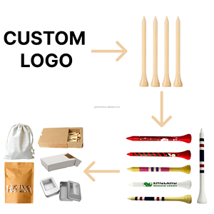 Tees de golf biodégradables en bois durable avec logo personnalisé, incassables, longueur 70mm-83mm (7cm), impressions blanches et noires - Product Image 6
