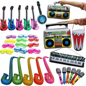 Classic Guitar Microphones Radio Aluminum Foil Balloon Inflatable Rock Star Toy Set Music Party Props Decoration Balloons