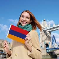 Drapeau fanion agitable à la main d'Arménie 14*21cm, vente en gros, promotion mondiale des pays, avec tige en bois