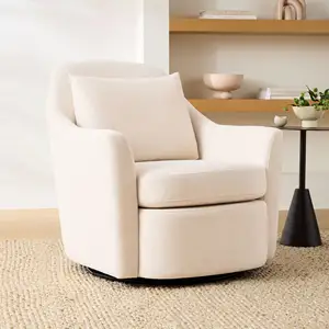 Vendita calda moderna sedia a sdraio in tessuto bianco stile braccio girevole soggiorno divano singolo sedie